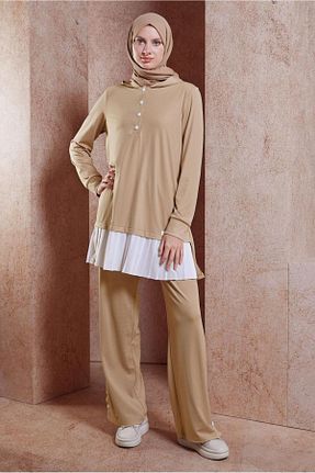 ست گرمکن حجاب بژ زنانه رگولار Alvina - کد 856928595