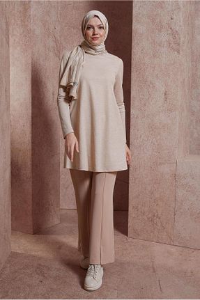تونیک حجاب بژ زنانه مخلوط ویسکون Alvina - کد 829196444