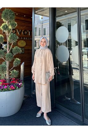 ست بالاتنه و پائین تنه حجاب بژ زنانه رگولار VOLT CLOTHİNG - کد 921055672