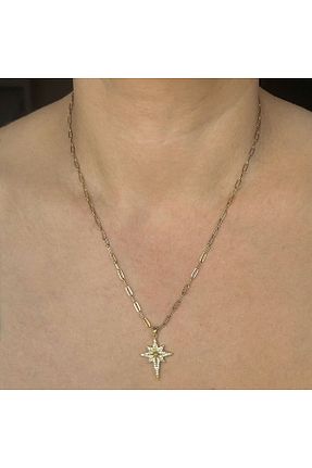گردنبند استیل ( فولاد ) طلائی زنانه Butik - کد 902386874