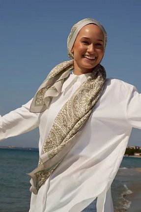 شال بژ زنانه ابریشم ED Scarf - کد 862730738