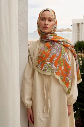 شال نارنجی زنانه ویسکون ED Scarf - کد 838698969