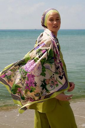 شال زرد زنانه ابریشم ED Scarf - کد 862729376