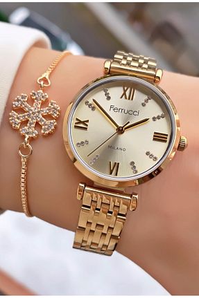 ساعت مچی طلائی زنانه 36-40 میلی متر Ferrucci - کد 783383385