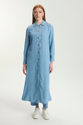 کلاه و ابایا آبی زنانه جین Zühre - کد 921099602