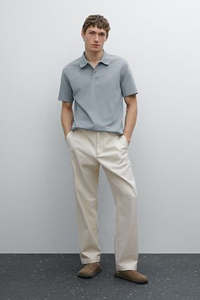 پولوشرت آبی مردانه پنبه ای Massimo Dutti - کد 921090148