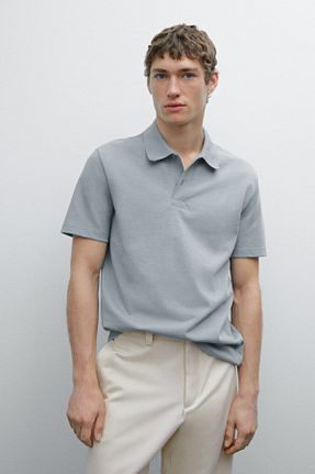 پولوشرت آبی مردانه پنبه ای Massimo Dutti - کد 921090148