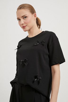 تیشرت مشکی زنانه یقه دوچرخه Arma Life - کد 921089815