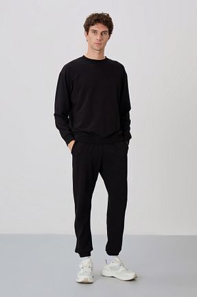 ست گرمکن مشکی مردانه پنبه ای TOMMY LIFE - کد 2898945