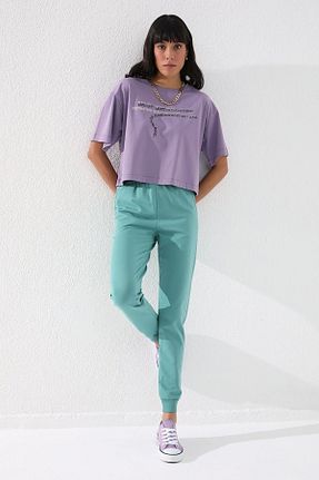 شلوار کرمگن فیروزه ای زنانه پاچه تنگ TOMMY LIFE - کد 50458657
