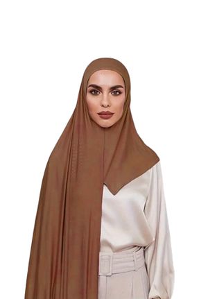 شال قهوه ای زنانه پنبه ای ardün hijab - کد 921100891