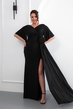 لباس مجلسی سایز بزرگ مشکی زنانه دو سینه Lafaba - کد 921101764