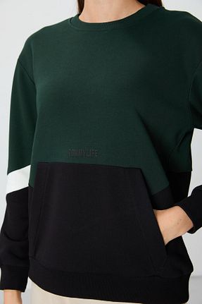 سوئیشرت قهوه ای زنانه ساده TOMMY LIFE - کد 863345466