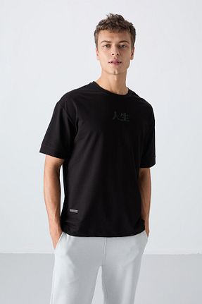 تیشرت مشکی مردانه اورسایز TOMMY LIFE - کد 811892781