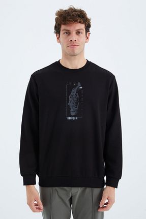 سوئیشرت مشکی مردانه چاپی TOMMY LIFE - کد 762685495