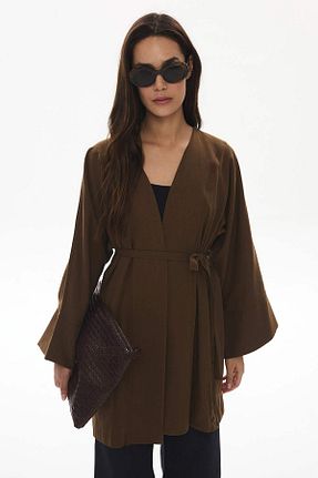 کافتان و کیمونو حجاب قهوه ای زنانه پنبه ای Hooopstore - کد 842093332