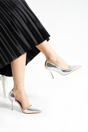 کفش استایلیتو طوسی پاشنه نازک Güllü Shoes - کد 921113845