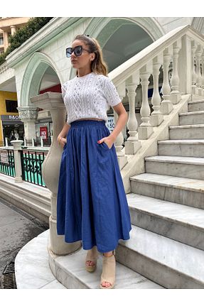 دامن آبی زنانه بافتنی Butik - کد 921125086