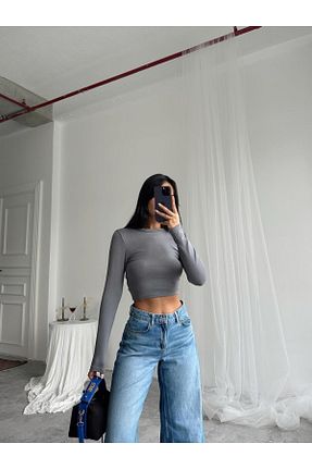 بلوز طوسی زنانه ساده mydukkan.co - کد 921140626