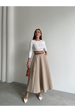 دامن بژ زنانه پنبه ای MALDİA SHOP - کد 917415622