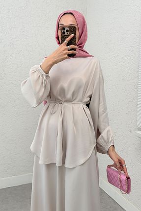 ست بالاتنه و پائین تنه حجاب طوسی زنانه رگولار Salih Çelebi - کد 921137329