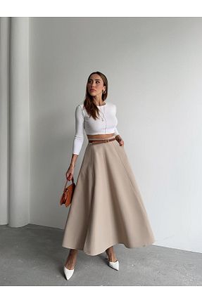 دامن بژ زنانه پنبه ای MALDİA SHOP - کد 917415622