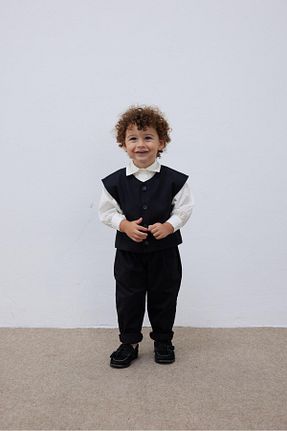 ست بالاتنه و پائین تنه مشکی بچه گانه بافتنی Fahhar Kids - کد 776939937