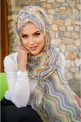 روسری رنگی هندسی Aişe Tesettür - کد 921148117