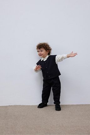 ست بالاتنه و پائین تنه مشکی بچه گانه بافتنی Fahhar Kids - کد 776939937