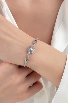 دستبند نقره طوسی زنانه 925 عیار By More - کد 42783970