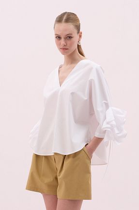 بلوز سفید زنانه یقه هفت Roman - کد 921144038