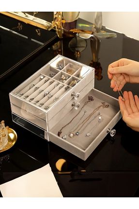 نظم دهنده جواهرات و آرایش طوسی پلاستیک EVSTYLE - کد 921971201
