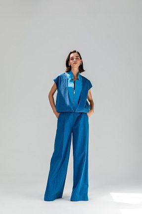 شلوار آبی زنانه پارچه KAMEYA - کد 921146563