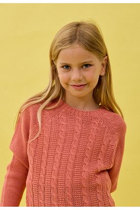 پلیور صورتی بچه گانه Saç Örgü Nisrakids - کد 788975413