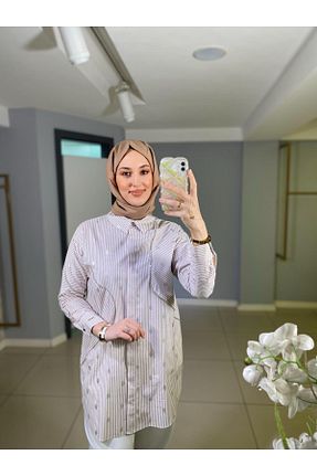 تونیک حجاب بژ A-line Moodbasic - کد 921167499
