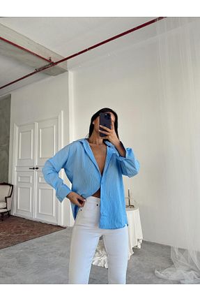 پیراهن آبی زنانه گشاد mydukkan.co - کد 921177680