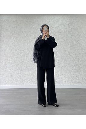 ست بالاتنه و پائین تنه مشکی زنانه کتان Aden - کد 921166576