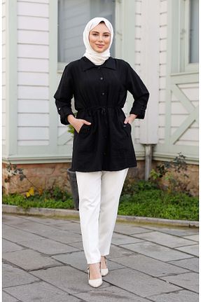 پیراهن حجاب مشکی زنانه اورسایز Pamuk Butik - کد 921175687
