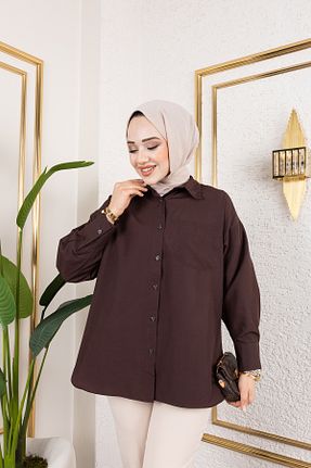 پیراهن حجاب قهوه ای زنانه رگولار Pek Moda - کد 921182415