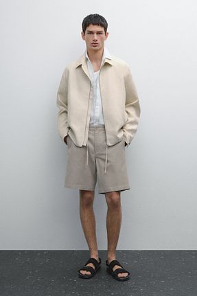 شلوارک و برمودا بژ مردانه رگولار Massimo Dutti - کد 905731118