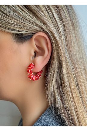گوشواره جواهر قرمز منجق Bijou Luz - کد 921199032