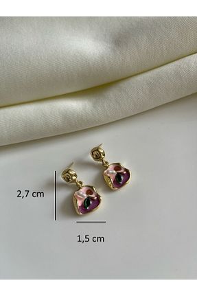گوشواره جواهر صورتی روکش طلا Nilsu Jewellery Accessory - کد 921203634