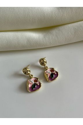 گوشواره جواهر صورتی روکش طلا Nilsu Jewellery Accessory - کد 921203634