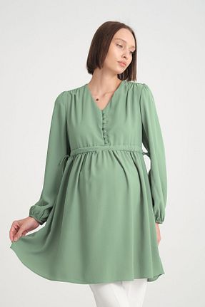 تونیک بارداری سبز زنانه بافتنی KATLİN MATERNİTY WEAR - کد 824492730