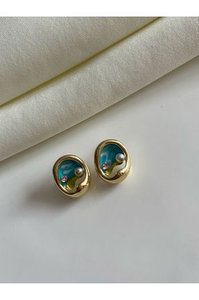 گوشواره جواهر آبی روکش طلا Nilsu Jewellery Accessory - کد 921210307