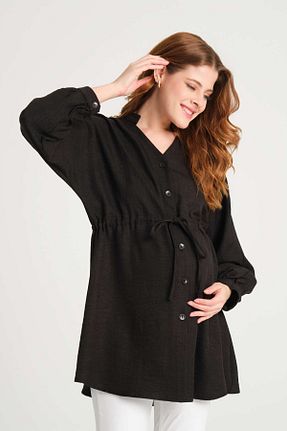 پیراهن بارداری مشکی زنانه اورسایز KATLİN MATERNİTY WEAR - کد 810630674