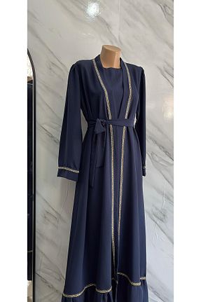 کافتان و کیمونو حجاب سرمه ای زنانه پنبه پلی استر DİLEKBUTİK - کد 921220994