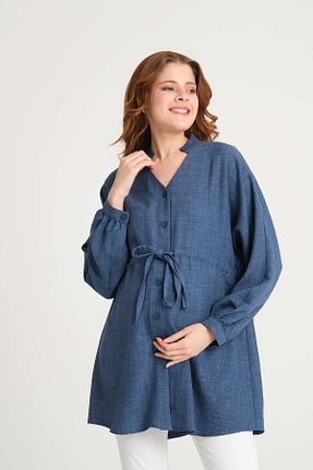 پیراهن بارداری آبی زنانه اورسایز KATLİN MATERNİTY WEAR - کد 810630691