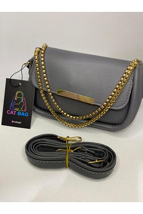 کیف دوشی طوسی زنانه چرم مصنوعی ÇANTA - کد 921223579