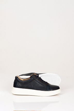 کفش اسنیکر سرمه ای مردانه چرم اصل SVMSHOES - کد 897347293